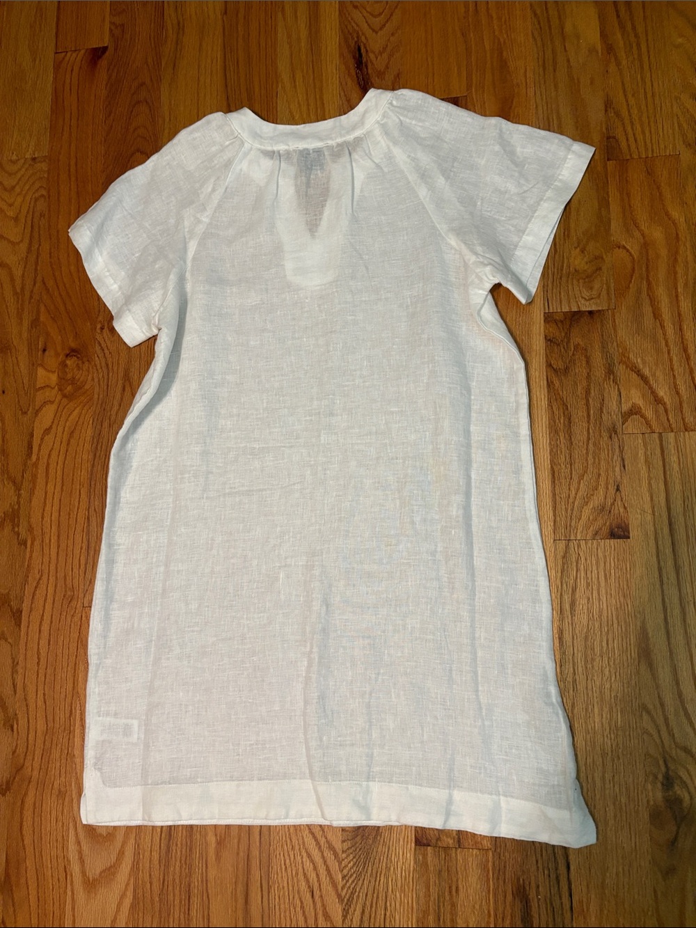 Elie. Elie Tahari Split Neck Linen Dress in White; Petite Large - Picture 4 of 8